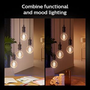 Philips Hue White Ambiance Dimmable Smart Filament G25, Warm-White to Cool-White LED Vintage Edison Globe Bulb, Bluetooth & Hub Compatible (Hue Hub Optional), Voice Activated with Alexa