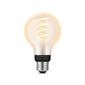 Philips Hue White Ambiance Dimmable Smart Filament G25, Warm-White to Cool-White LED Vintage Edison Globe Bulb, Bluetooth & Hub Compatible (Hue Hub Optional), Voice Activated with Alexa