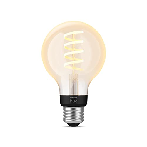 Philips Hue White Ambiance Dimmable Smart Filament G25, Warm-White to Cool-White LED Vintage Edison Globe Bulb, Bluetooth & Hub Compatible (Hue Hub Optional), Voice Activated with Alexa