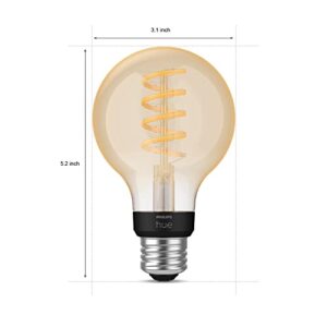 Philips Hue White Ambiance Dimmable Smart Filament G25, Warm-White to Cool-White LED Vintage Edison Globe Bulb, Bluetooth & Hub Compatible (Hue Hub Optional), Voice Activated with Alexa