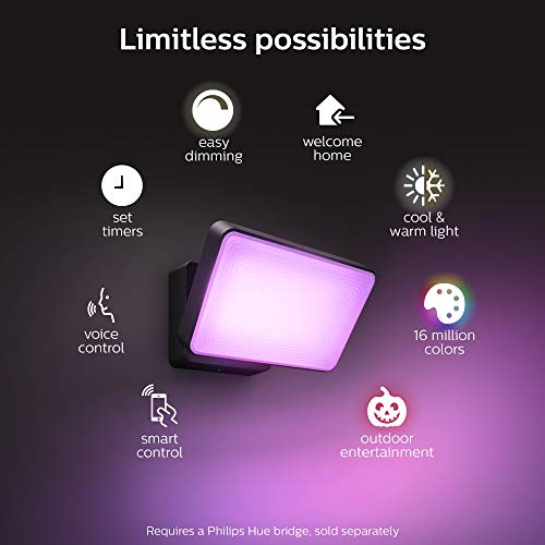 Philips Hue Discover Outdoor White & Color Ambiance Smart Floodlight (Hue Hub Required, Smart Light Works with Alexa, Apple Homekit and Google Assistant)