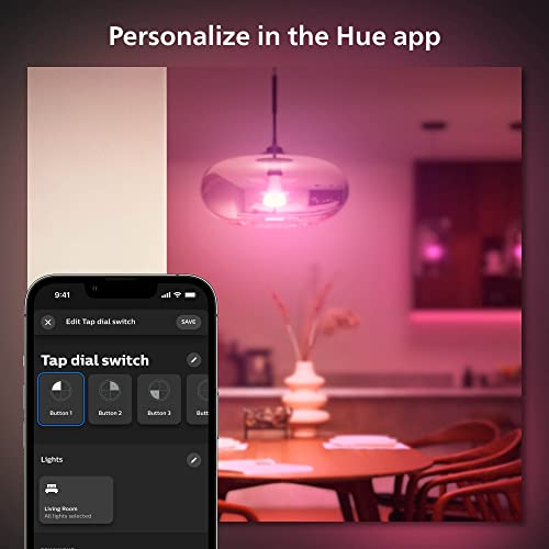 Philips Hue Wall Tap Dial Light Switch, Installation-Free, Smart Home, Exclusively for Philips Hue Smart Lights, White, 2-Pack