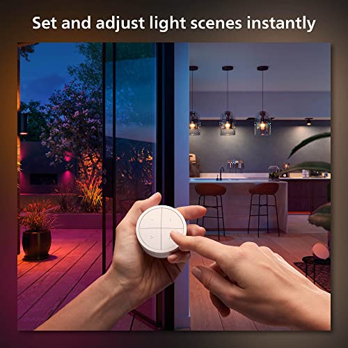 Philips Hue Wall Tap Dial Light Switch, Installation-Free, Smart Home, Exclusively for Philips Hue Smart Lights, White, 2-Pack