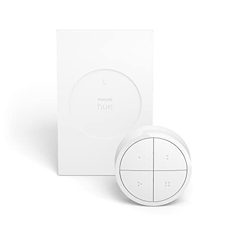 Philips Hue Wall Tap Dial Light Switch, Installation-Free, Smart Home, Exclusively for Philips Hue Smart Lights, White, 2-Pack