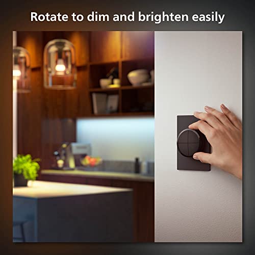 Philips Hue Wall Tap Dial Light Switch, Installation-Free, Smart Home, Exclusively for Philips Hue Smart Lights, Black, 2-Pack