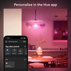 Philips Hue Wall Tap Dial Light Switch, Installation-Free, Smart Home, Exclusively for Philips Hue Smart Lights, Black, 2-Pack