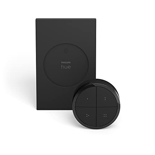 Philips Hue Wall Tap Dial Light Switch, Installation-Free, Smart Home, Exclusively for Philips Hue Smart Lights, Black, 2-Pack