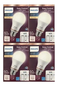 philips soft white a19 led 60w equivalent dimmable wiz connected smart light bulb 4 pack