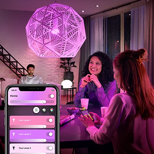 Philips Hue White and Color Ambiance Base Lumen (60W) Smart Button Starter Kit, 16 Millions Colors, Works with Amazon Alexa, Google Assistant, Apple HomeKit 60 Watt (OLD VERSION)