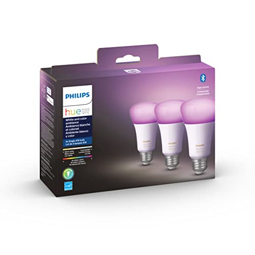 Philips Hue White and Color Ambiance Base Lumen (60W) Smart Button Starter Kit, 16 Millions Colors, Works with Amazon Alexa, Google Assistant, Apple HomeKit 60 Watt (OLD VERSION)