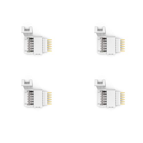 Litcessory 6-Pin to Cut-End Connector for Philips Hue Lightstrip Plus (4 Pack, White - Standard 6-PIN V3)