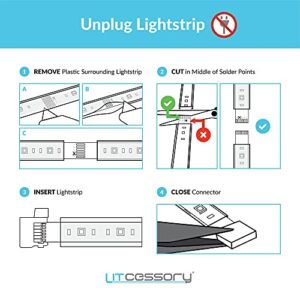 Litcessory 6-Pin to Cut-End Connector for Philips Hue Lightstrip Plus (4 Pack, White - Standard 6-PIN V3)