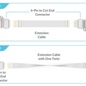 Litcessory 6-Pin to Cut-End Connector for Philips Hue Lightstrip Plus (4 Pack, White - Standard 6-PIN V3)