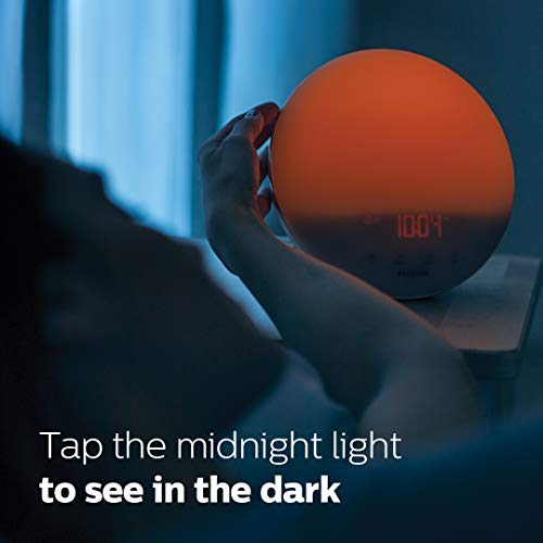 Philips SmartSleep Wake-up Light, Colored Sunrise and Sunset Simulation, 5 Natural Sounds, FM Radio & Reading Lamp, Tap Snooze, HF3520/60