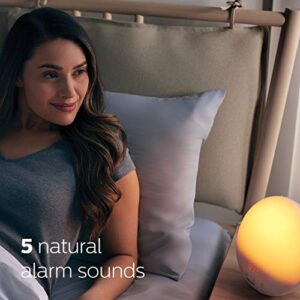 Philips SmartSleep Wake-up Light, Colored Sunrise and Sunset Simulation, 5 Natural Sounds, FM Radio & Reading Lamp, Tap Snooze, HF3520/60