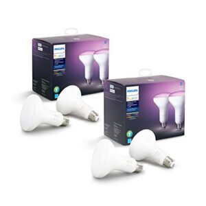 philips hue white & color ambiance br30 led smart bulbs, 16 million colors (hue hub required), compatible with alexa, google assistant, and apple homekit, old version, 4 bulbs