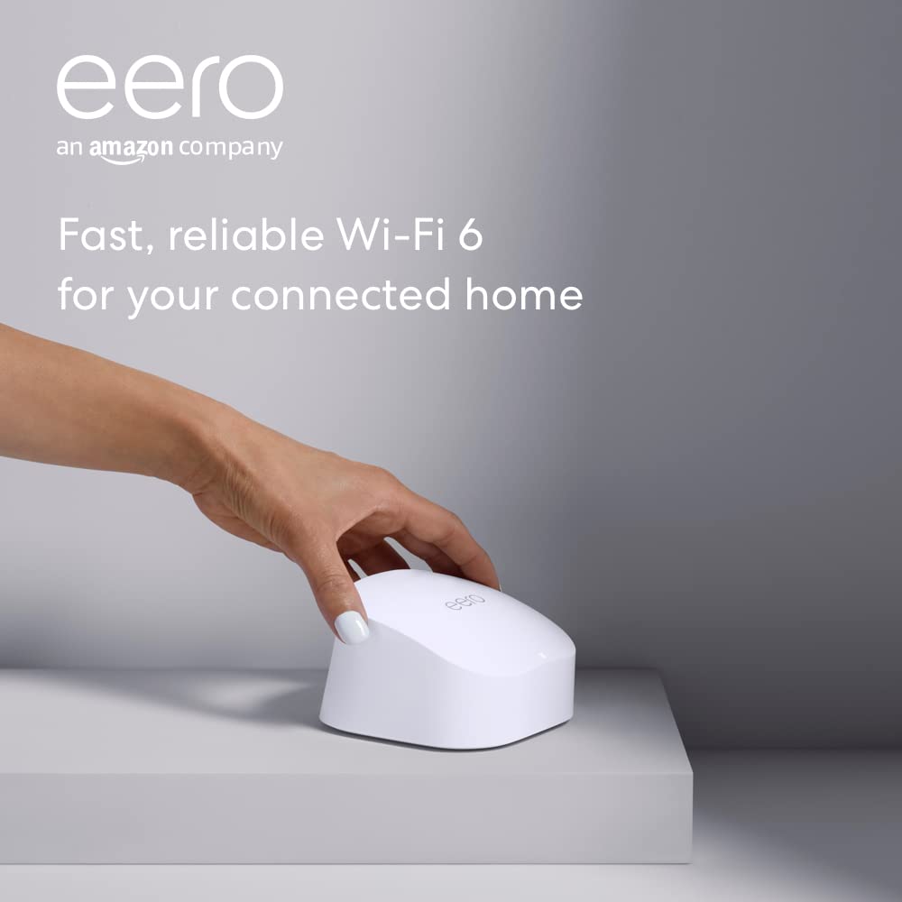 Certified Refurbished Amazon eero 6 dual-band mesh Wi-Fi 6 router, with built-in Zigbee smart home hub