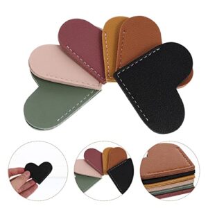 Tofficu Leather Heart Bookmark 6Pcs Handmade Heart Page Corner Decorative Reading Book Marker for Bookworm Book Lover Gifts