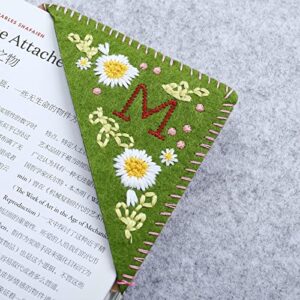megrez hand embroidered corner bookmark, felt triangle corner bookmark reading accessories for book lovers, students gifts, 4 sets (spring, summer, fall, winter)