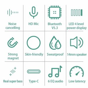 pstuiky Bluetooth 5.3 Sport Headphones,Sports Wireless High-Power Earphones Neck-Mounted Earphones, Stereo Earbuds Earphone Headset for Work Travel 2023
