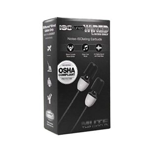 ISOtunes Wired Earplug Headphones, 29 NRR, IPX5 Waterproof, OSHA Compliant Noise Isolating Earbuds, Listen Only