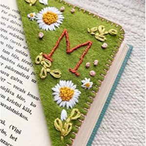 LSVJS NMW Personalized Hand Embroidered Corner Bookmark, Hand Stitched Felt Corner Letter Bookmark, Felt Triangle Bookmark, Suitable for Most Books