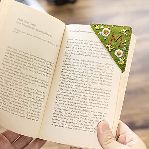 LSVJS NMW Personalized Hand Embroidered Corner Bookmark, Hand Stitched Felt Corner Letter Bookmark, Felt Triangle Bookmark, Suitable for Most Books