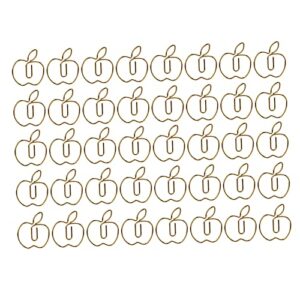 40pcs golden apples shape paper clips,gold journal paper clips metal bookmark clips office supplies with storage box for document organizing
