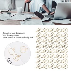 40Pcs Golden Apples Shape Paper Clips,Gold Journal Paper Clips Metal Bookmark Clips Office Supplies with Storage Box for Document Organizing