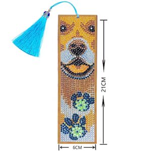 Diamond Painting Bookmark Set Tassel Bookmark Art Craft 5D Shaped Crystal Rhinestone Bookmark Children Adult Beginner Student Gift Diamond Painting Adult Number Kit (Dog)