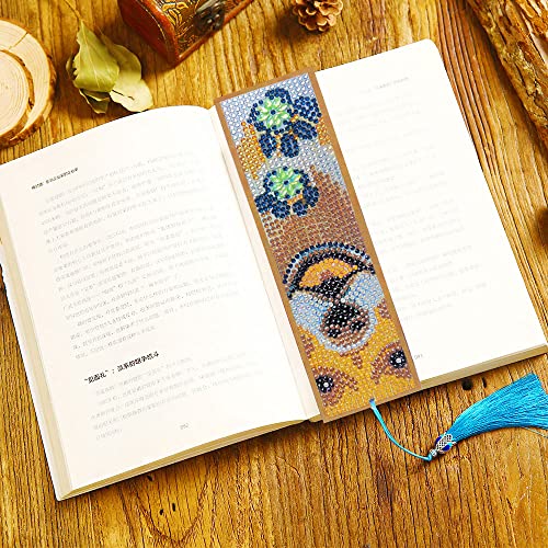 Diamond Painting Bookmark Set Tassel Bookmark Art Craft 5D Shaped Crystal Rhinestone Bookmark Children Adult Beginner Student Gift Diamond Painting Adult Number Kit (Dog)