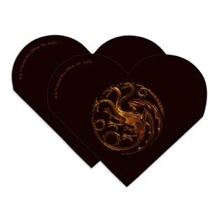 house of the dragon bronze targaryen sigil heart faux leather bookmark – set of 2