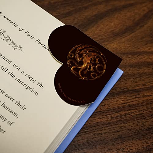 House of The Dragon Bronze Targaryen Sigil Heart Faux Leather Bookmark - Set of 2