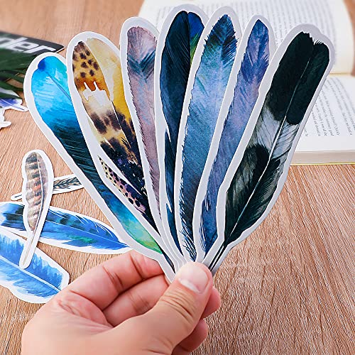 MWOOT 30Pcs Feather Shape Paper Bookmarks,Feather Colorful Paper Clips Bookmark Set ,Creative Book Markers Gifts for Kids Women Men Girls(30 Styles)