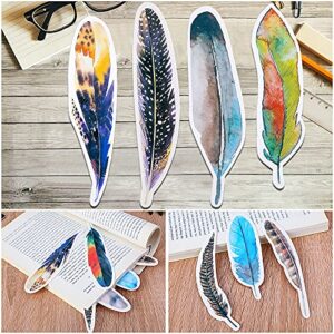 MWOOT 30Pcs Feather Shape Paper Bookmarks,Feather Colorful Paper Clips Bookmark Set ,Creative Book Markers Gifts for Kids Women Men Girls(30 Styles)