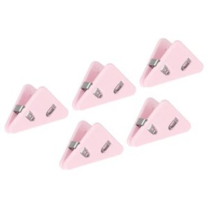patikil multifunctional document clip,5pcs triangular clips for books pages, prevent books curling for office, reading markers clips, pink