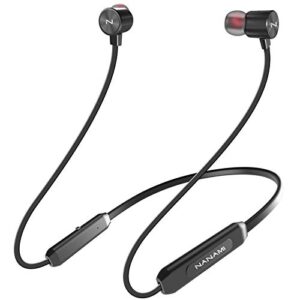 nanami bluetooth earbuds, 5.0 bluetooth wireless headphones, ipx7 waterproof, in-ear earphones with mic, hifi stereo deep bass headsets, magnetic neckband, 15 hours playtime for gym (black with red)