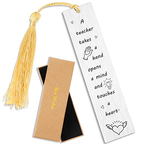 Teacher Bookmark 2022 Inspirational Graduation Gifts Bookmarks for Book Lovers Thank You Gifts Back to School Gift Book Lover Gifts Metal Bookmark for Women Graduation (A Teacher)