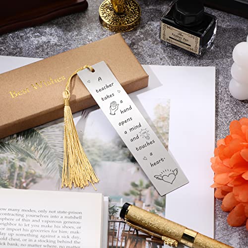 Teacher Bookmark 2022 Inspirational Graduation Gifts Bookmarks for Book Lovers Thank You Gifts Back to School Gift Book Lover Gifts Metal Bookmark for Women Graduation (A Teacher)