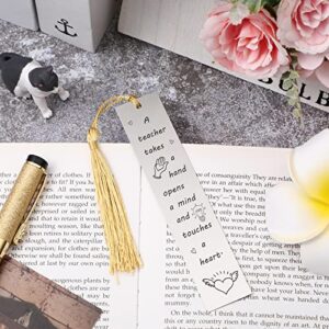 Teacher Bookmark 2022 Inspirational Graduation Gifts Bookmarks for Book Lovers Thank You Gifts Back to School Gift Book Lover Gifts Metal Bookmark for Women Graduation (A Teacher)