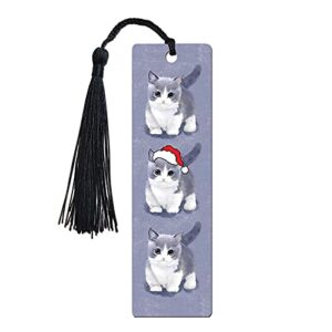 five elephant cat christmas hat funny inspirational bookmark, reader gifts, reading gifts, gift for book lover writers friend