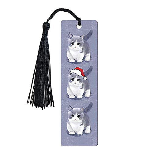 FIVE ELEPHANT Cat Christmas Hat Funny Inspirational Bookmark, Reader Gifts, Reading Gifts, Gift for Book Lover Writers Friend