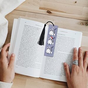 FIVE ELEPHANT Cat Christmas Hat Funny Inspirational Bookmark, Reader Gifts, Reading Gifts, Gift for Book Lover Writers Friend