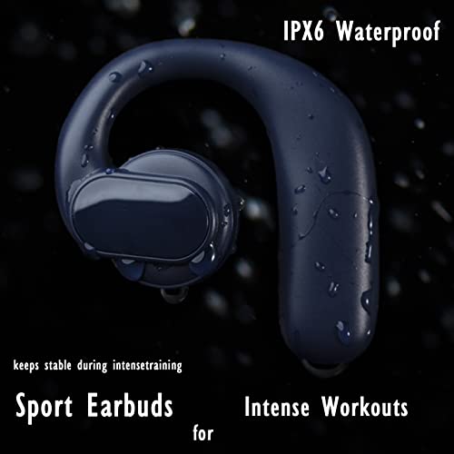 Wireless Bluetooth Bone Conduction Headphones Open Ear Over Ear Earbuds Wrap Around with Ear Hook Bone Conduction Earbuds with Earhooks Running Headphones Sport Earbuds Workout