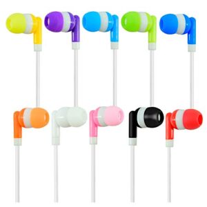 znxzxp wholesale kids bulk earbuds headphones earphones for schools, classroom,libraries, hospitals 50 pack assorted colors individually bagged 50pack