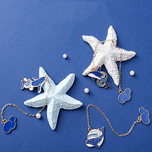 ZARYIEEO Office Products 4 Pcs Bookmarks Blue Whale Metal Bookmark with A String of Pendant Book Maker for Adults Kids Book Lovers Bookmarks for Reading Bookmarks Bulk Book Accessories