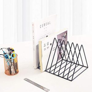 Files Folder Stand Desktop File Organizer, Copper Wire Book Shelf Magazine Rack, 9 Slot File Sorter Eye-catching Decoration for Indoor Office Home, Photography Props, Bookshelf File Rack (Black)