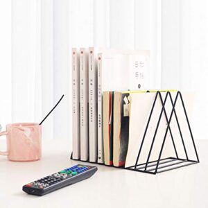 Files Folder Stand Desktop File Organizer, Copper Wire Book Shelf Magazine Rack, 9 Slot File Sorter Eye-catching Decoration for Indoor Office Home, Photography Props, Bookshelf File Rack (Black)