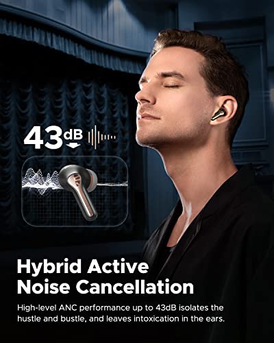 SoundPEATS Capsule3 Pro Wireless Earbuds with Hi-Res and LDAC, 43dB Hybrid Active Noise Cancelling Bluetooth 5.3 Earphones with 6 Mics for Calls, 52 Hours of Playtime, Transparency Mode, Game Mode