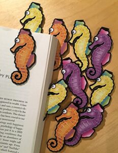 seahorse bulk bookmarks for kids girls boys (set of 10) bookmarks for kids! school student incentives– library incentives– reading incentives- party favor prizes- classroom reading awards